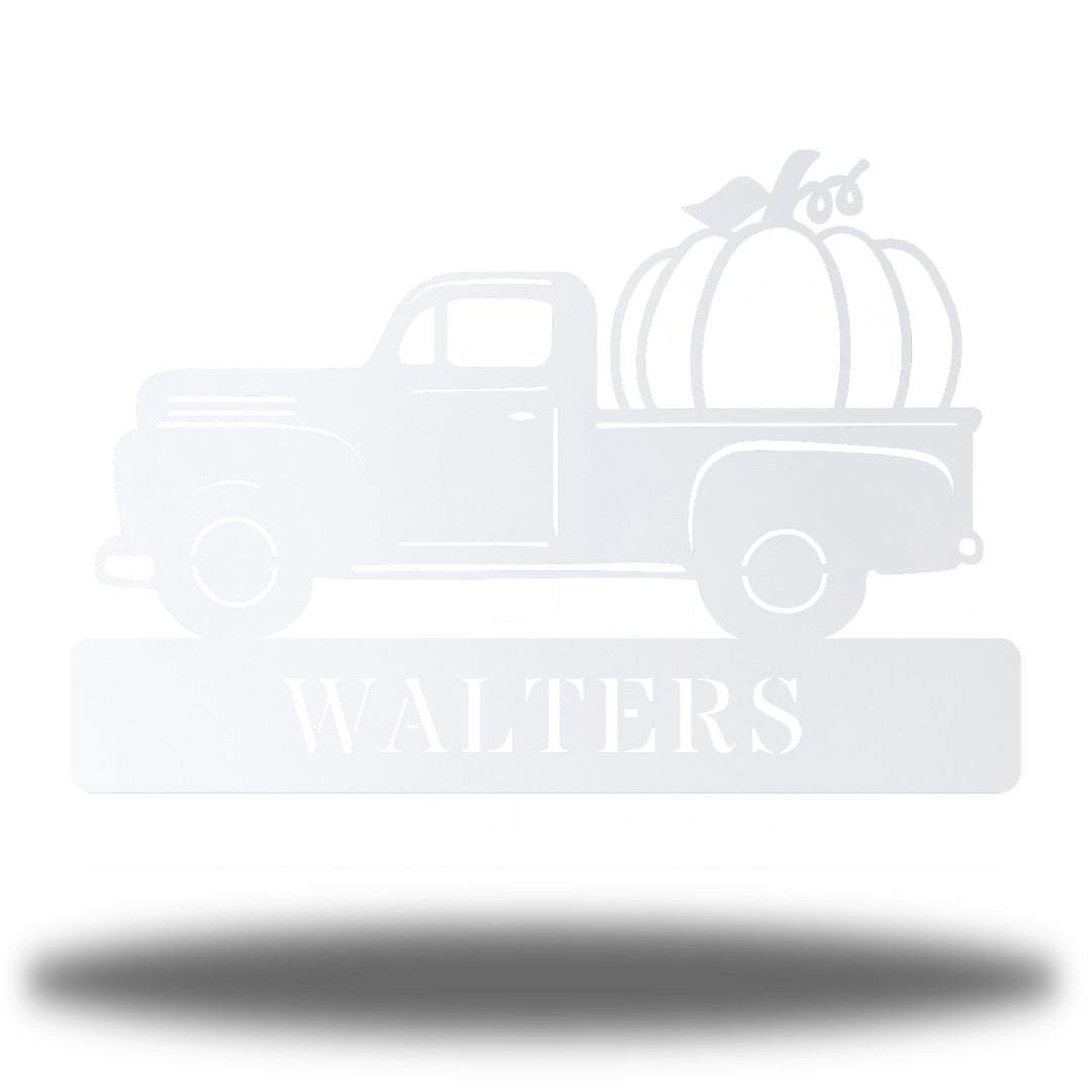 Riverside Designs-Pumpkin Truck Monogram-Metal Wall Art Décor